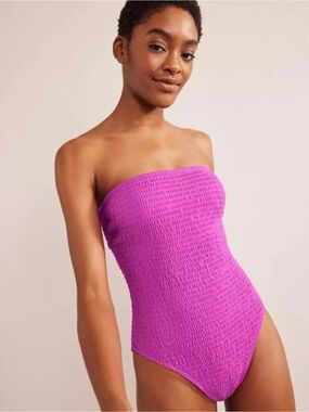 Boden Smocked Strapless One-piece Bathing Suit